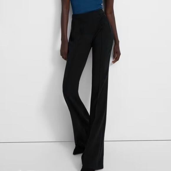 Theory Pants - Theory Black Crepe Flare Leg Pants Size 8 Office Business Academia Preppy Work